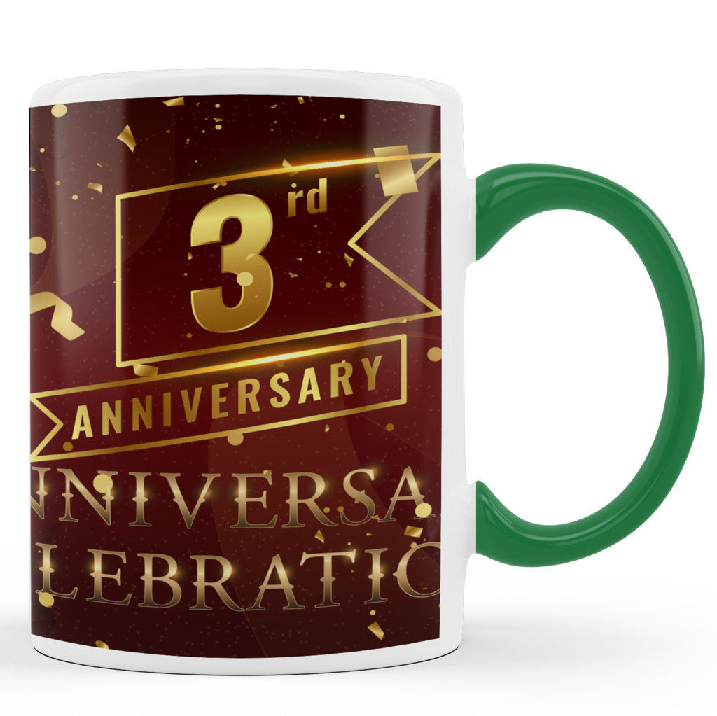  Printed Ceramic Coffee Mug | 3rd  Anniversary  | Anniversary  l |  325 Ml 
